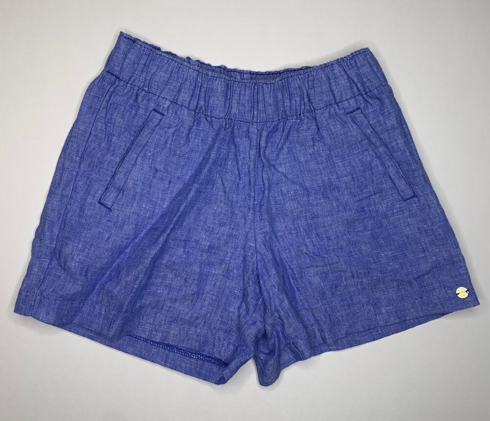 Lilly Pulitzer Lilo linen shorts blue mid rise 4" inseam women's size XXS